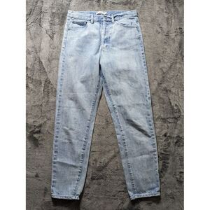 Obey Button Fly Tapered Leg Jeans Women's Size 31 Light Wash